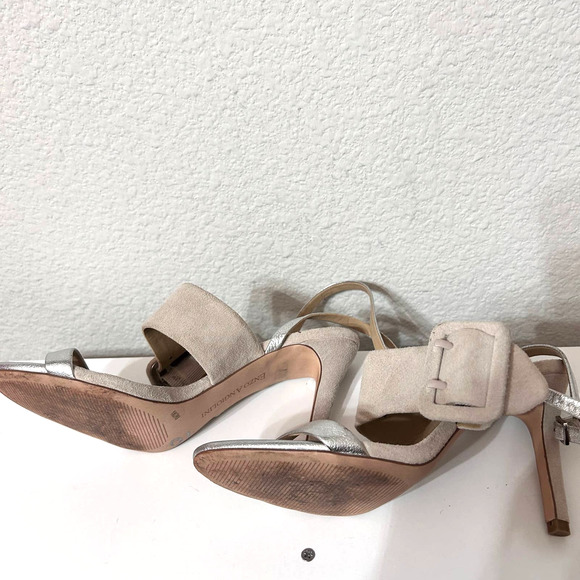 Enzo Angiolini Suede and Metallic Sandal Mixed Media Suede Leather Size 8 - Picture 3 of 9